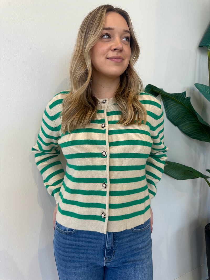 STRIPED CARDIGAN GREEN