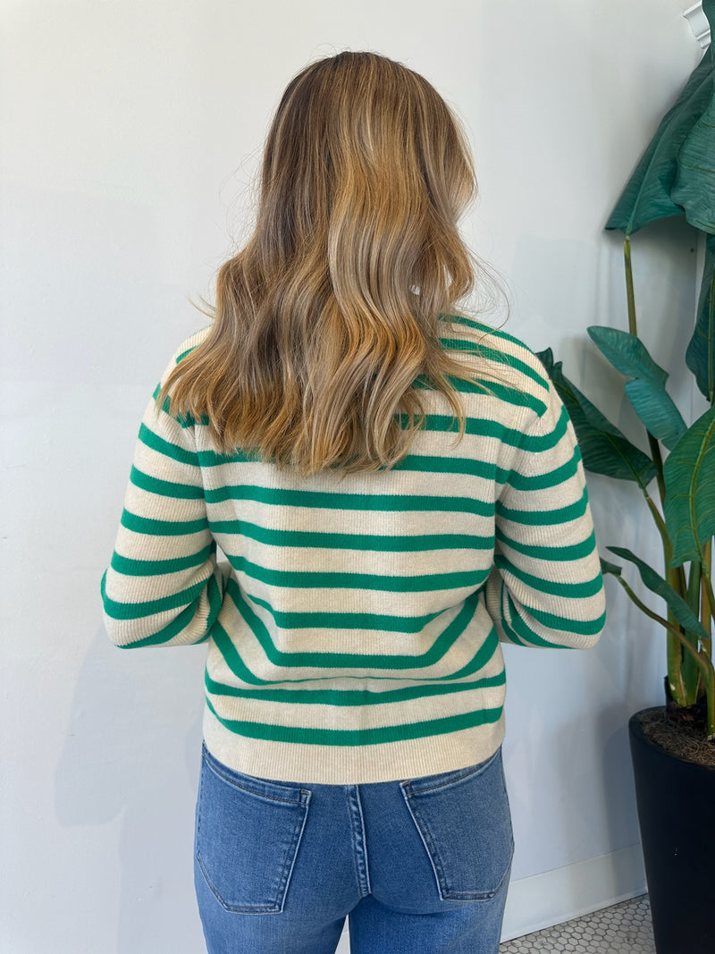 STRIPED CARDIGAN GREEN