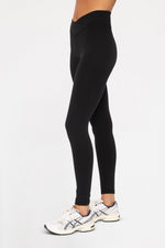 CROSSOVER WAIST LEGGINGS BLACK