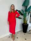 BIAS MIDI SKIRT RED
