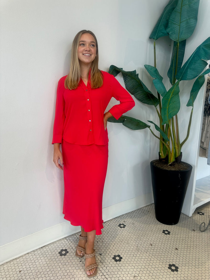 BIAS MIDI SKIRT RED