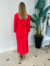 BIAS MIDI SKIRT RED