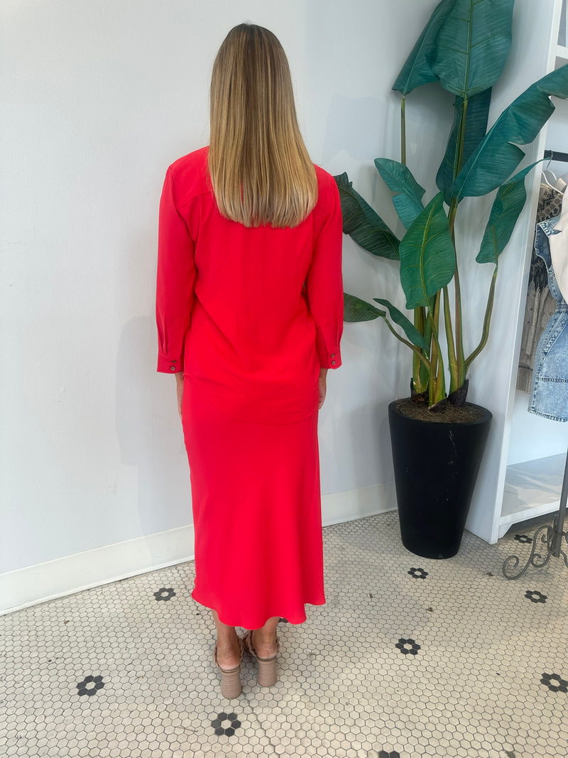 BIAS MIDI SKIRT RED
