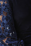 VELVET LACE SLEEVE MINI DRESS NAVY