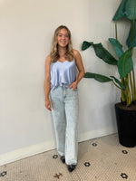 CLOUDY BLUE SATIN TOP
