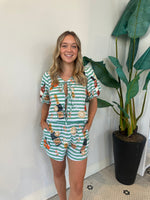 GREEN & WHITE STRIPE MIMOSA APEROL SHORTS