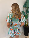 GREEN & WHITE STRIPE MIMOSA APEROL SHORTS