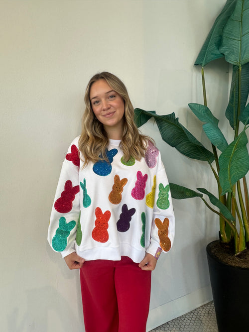 WHITE MULTI PEEPS SWEATSHIRT