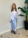 CLOUDY BLUE SATIN SKIRT