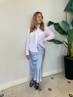 CLOUDY BLUE SATIN SKIRT