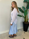 CLOUDY BLUE SATIN SKIRT