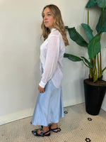 CLOUDY BLUE SATIN SKIRT