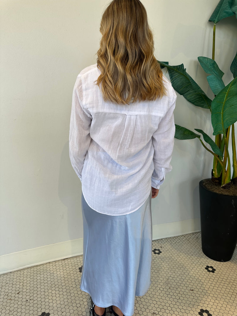 CLOUDY BLUE SATIN SKIRT