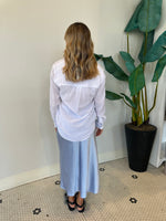 CLOUDY BLUE SATIN SKIRT