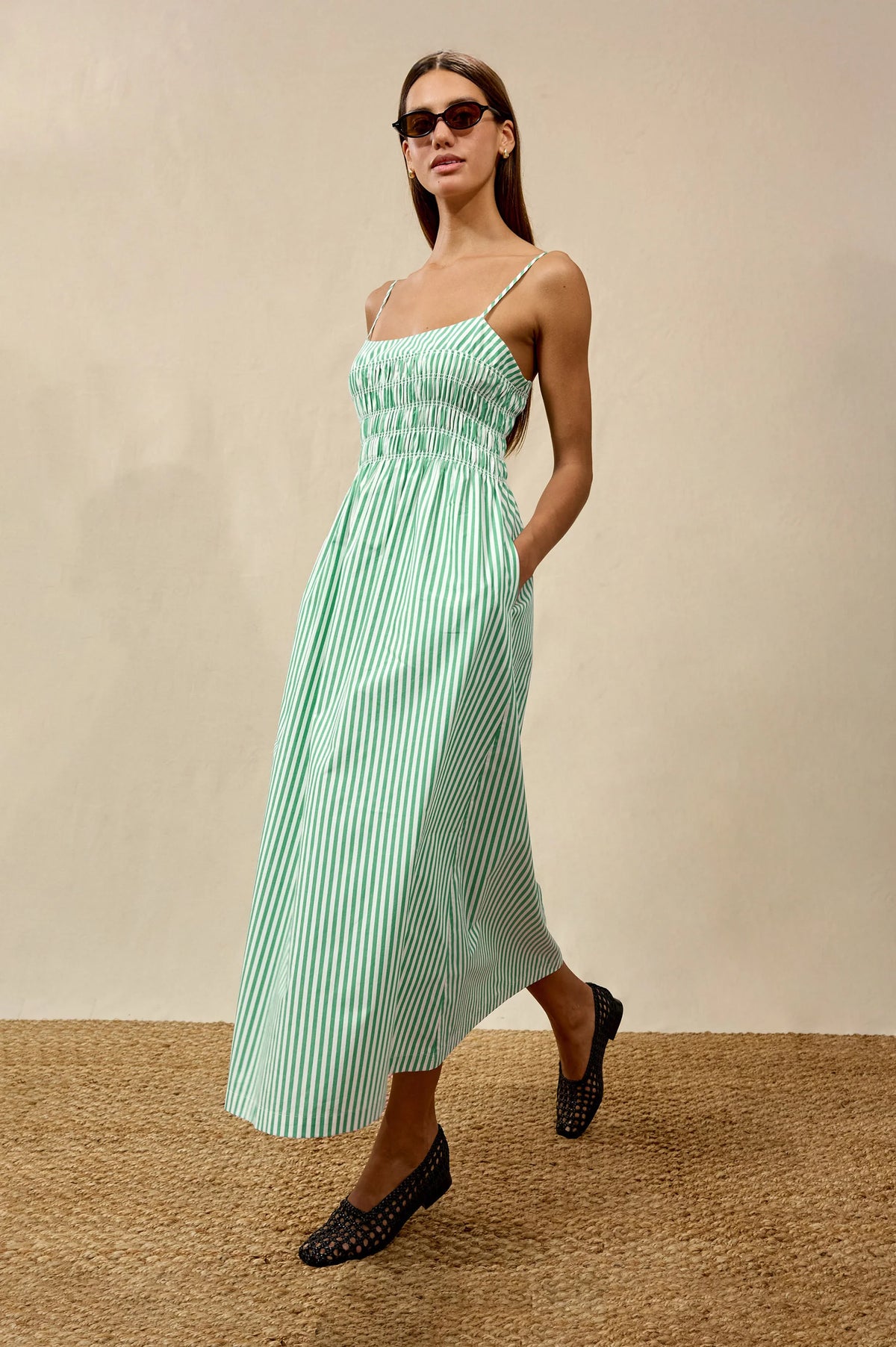 PRIMROSE EMERALD STRIPE DRESS