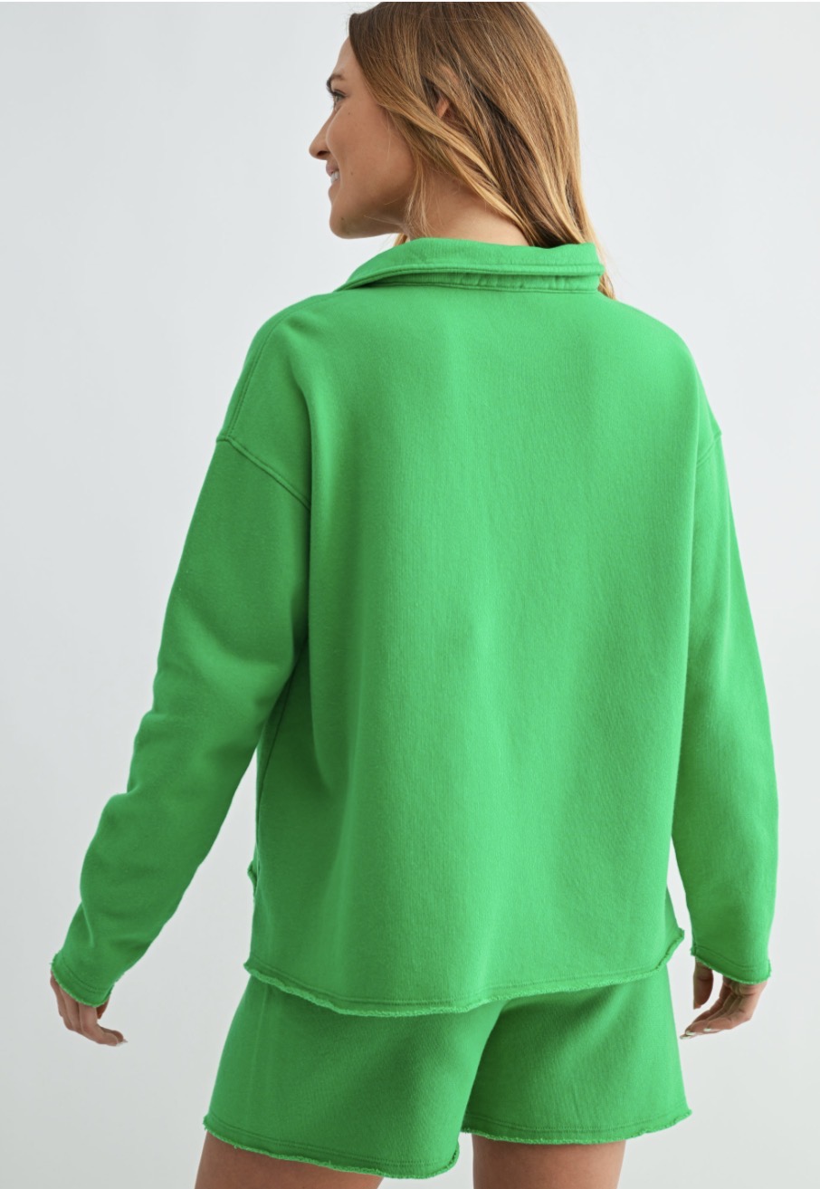 MALIBU VINTAGE HENLEY PULLOVER KELLY GREEN