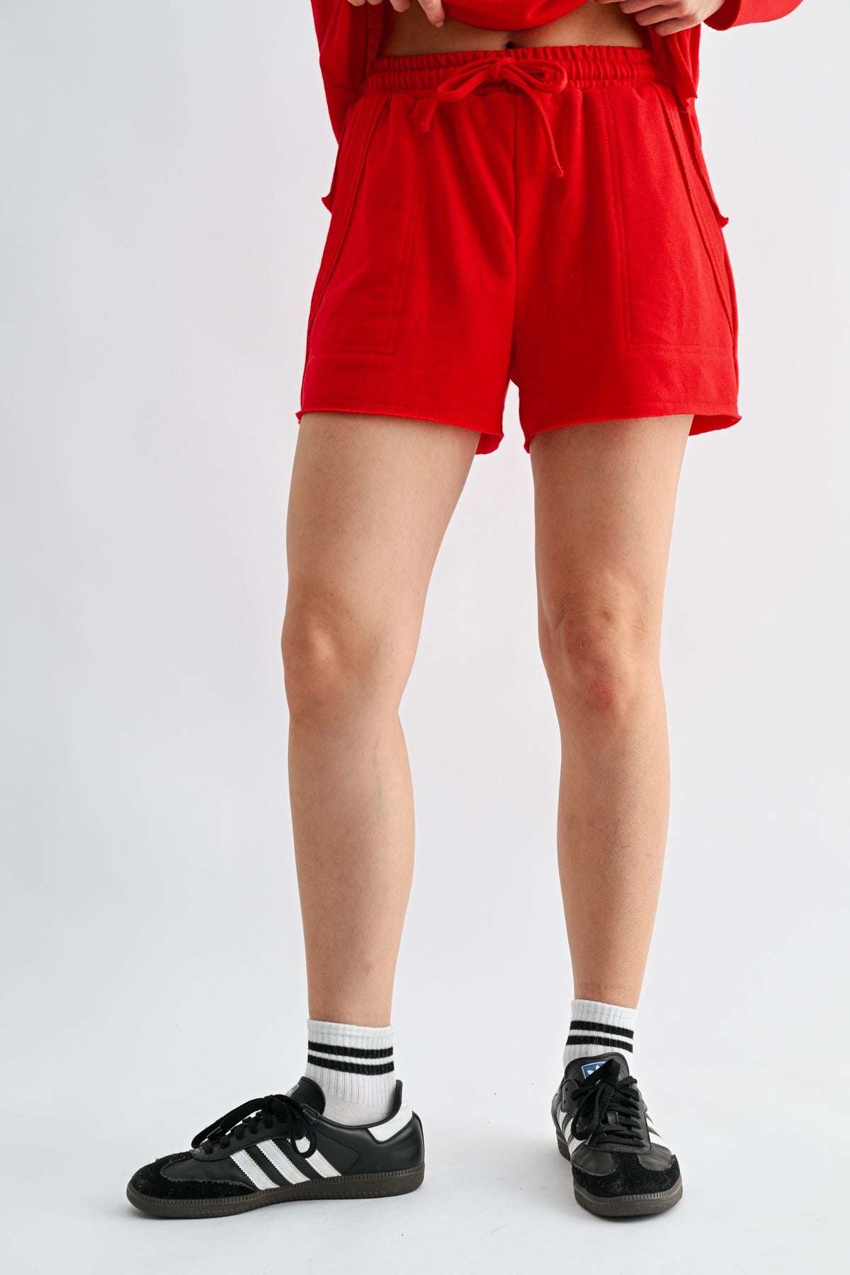 OFFSET RAW EDGE HALF ZIP SET RED