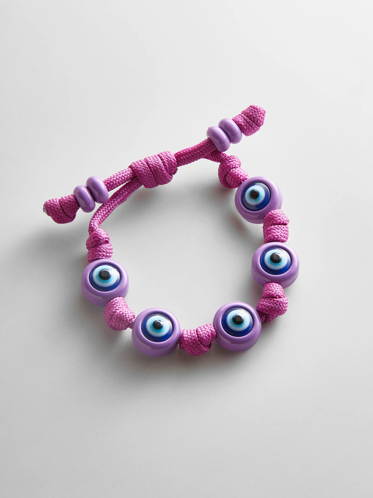 KNOTTY GOOD EYE CORD BRACELET  LILAC