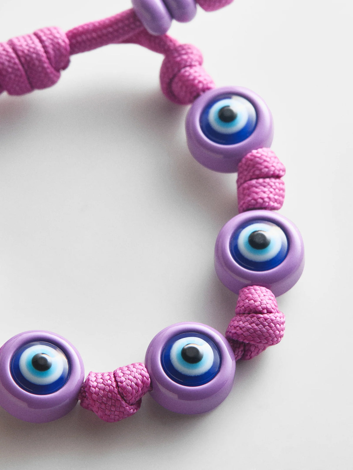 KNOTTY GOOD EYE CORD BRACELET  LILAC
