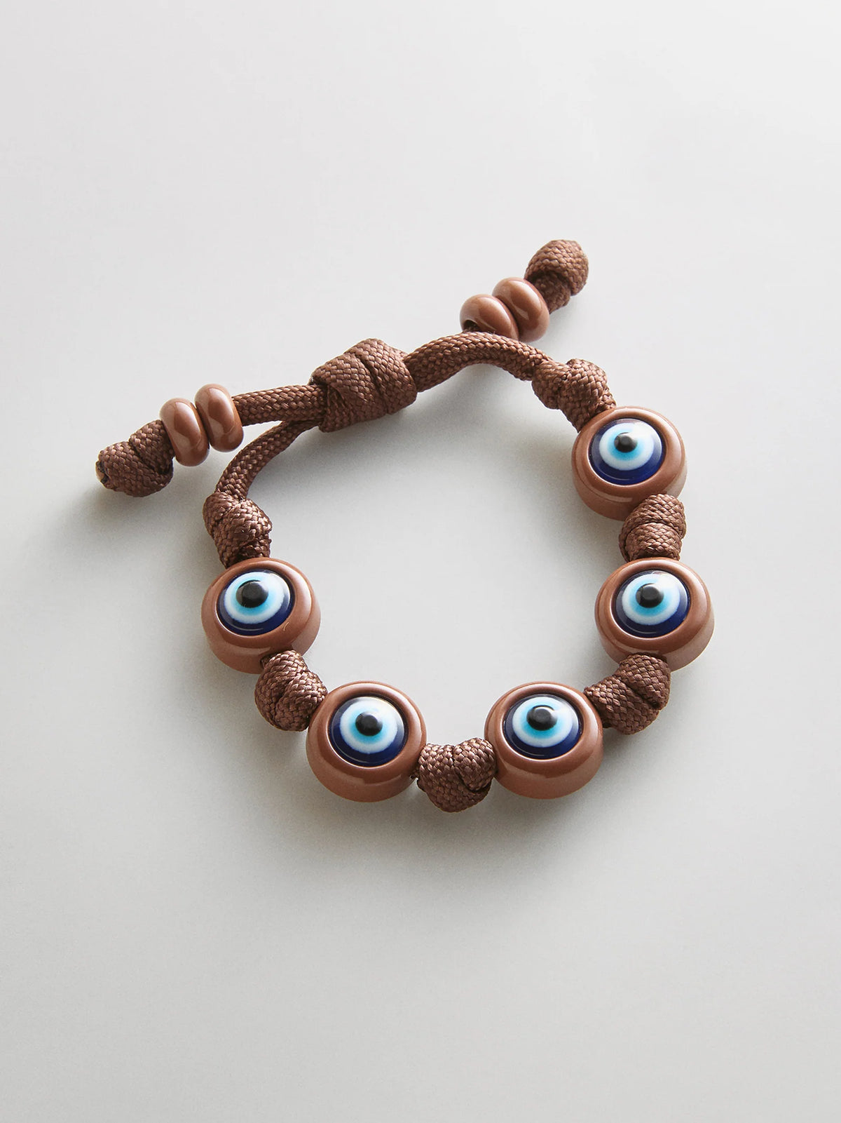KNOTTY GOOD EYE CORD BRACELET  BROWN