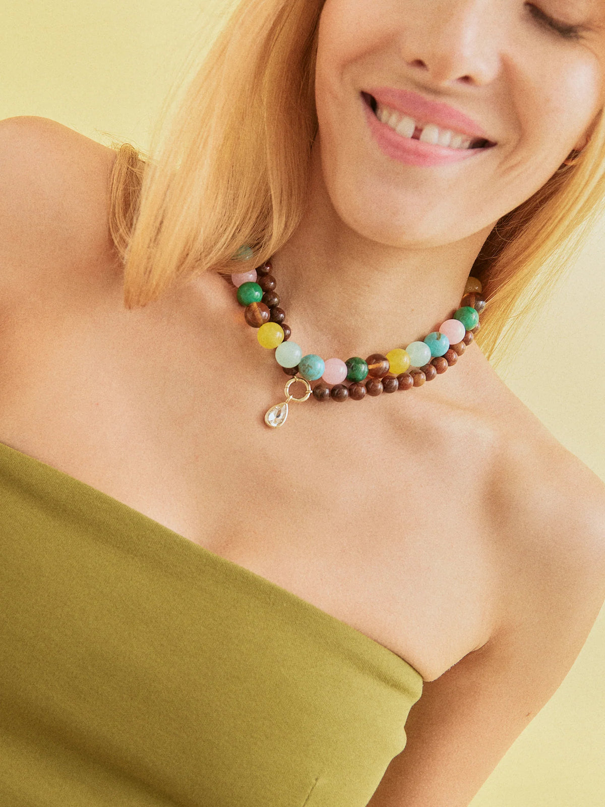 MINI JANE BEADED NECKLACE NATURAL MULTI