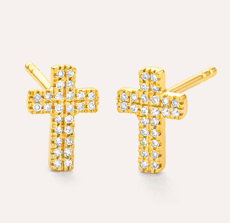 SMALL CROSS STUD EARRINGS