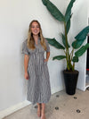 VANISA STRIPE MIDI SHIRT DRESS NAVY