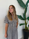 VANISA STRIPE MIDI SHIRT DRESS NAVY