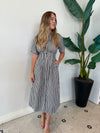VANISA STRIPE MIDI SHIRT DRESS NAVY