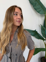 VANISA STRIPE MIDI SHIRT DRESS NAVY