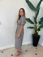 VANISA STRIPE MIDI SHIRT DRESS NAVY