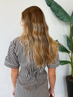 VANISA STRIPE MIDI SHIRT DRESS NAVY
