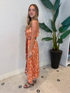 SANDI TWO TONED HALTER MIDI DRESS MARIGOLD/ BROWN