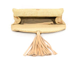 STRAW CLUTCH WITH TASSLE