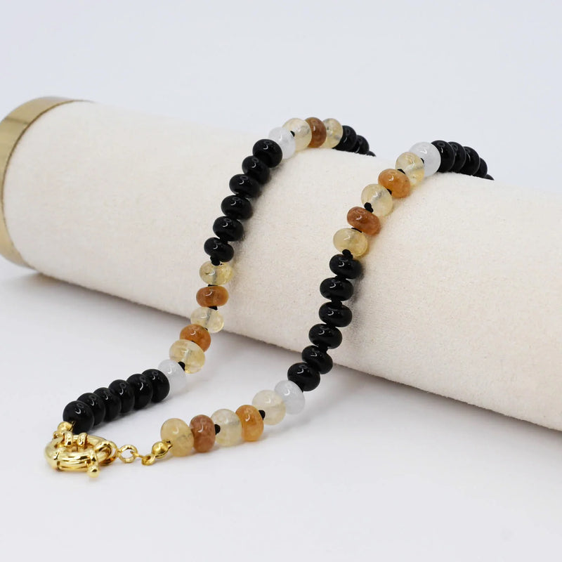 BROOKE BLACK AND BROWN GEMSTONE NECKLACE