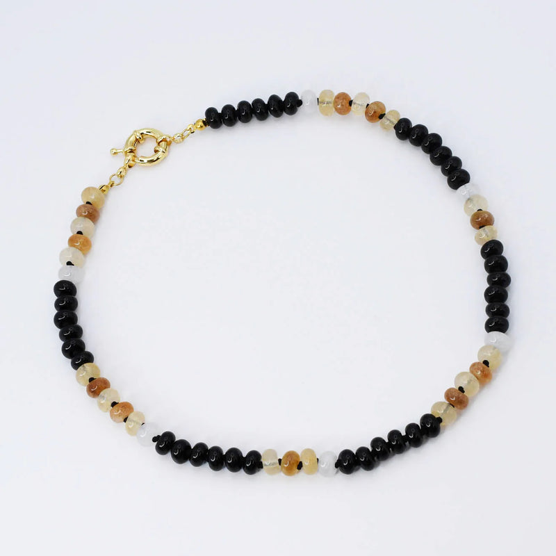 BROOKE BLACK AND BROWN GEMSTONE NECKLACE
