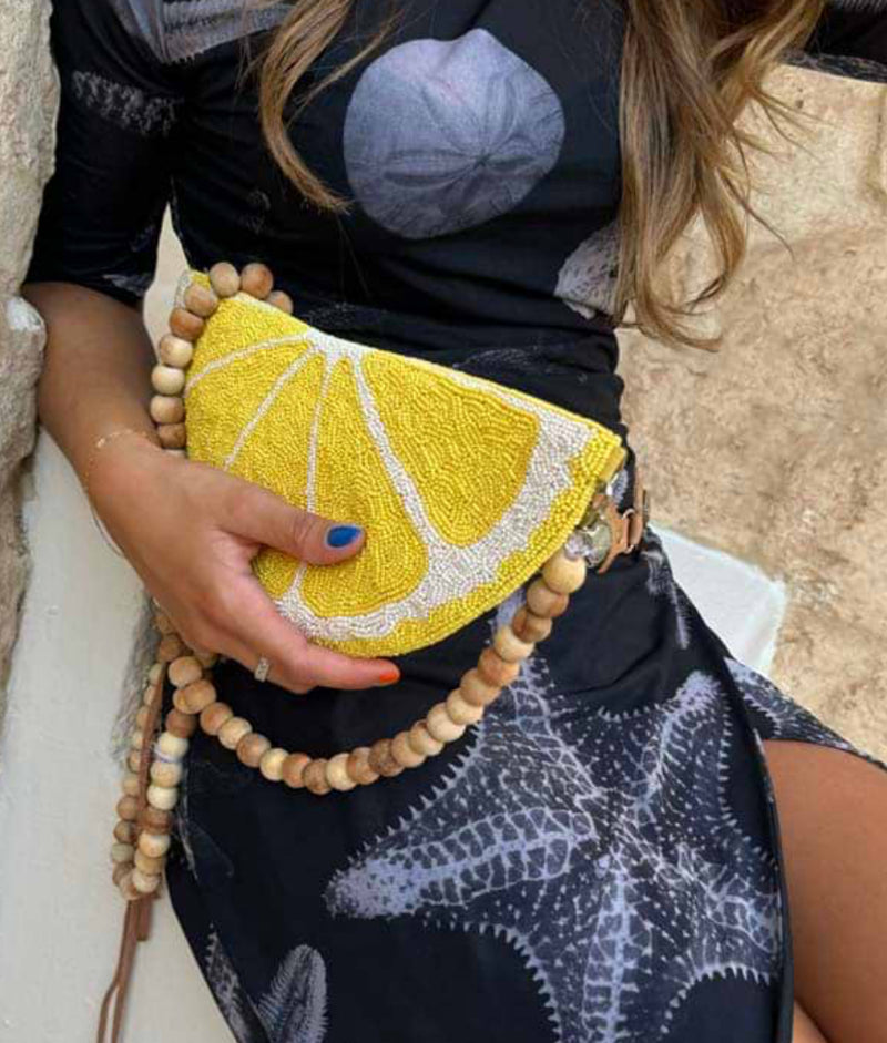LEMON BEADED BAG