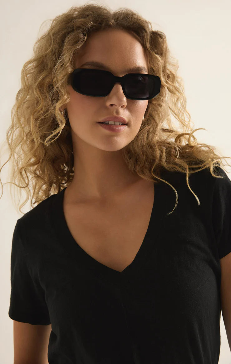 OFF DUTY POLISHED BLK SUNGLASSES