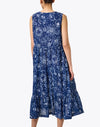 Blue floral print tiered dress