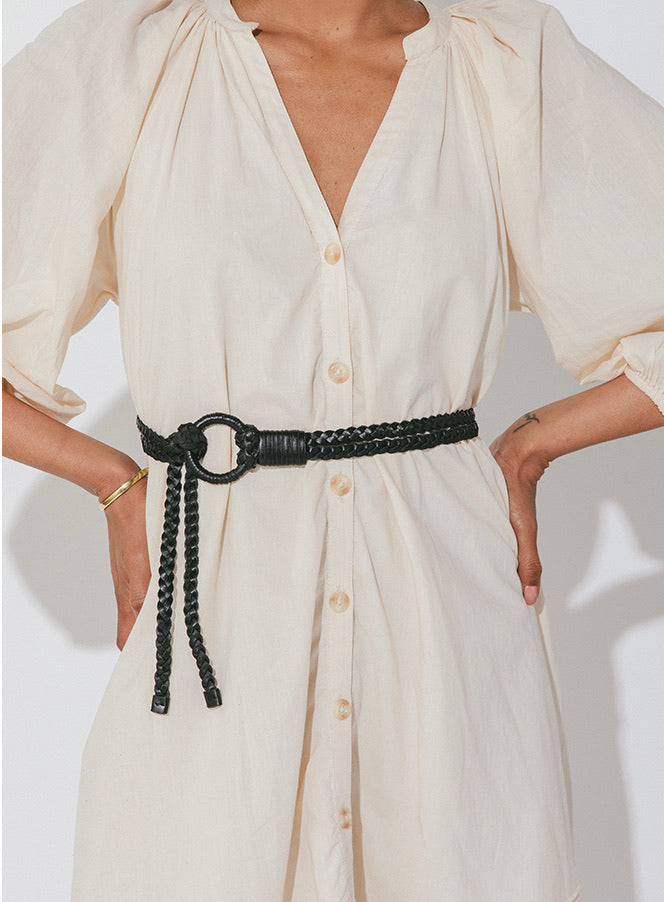 LOOP LEATHER BELT IN BLK