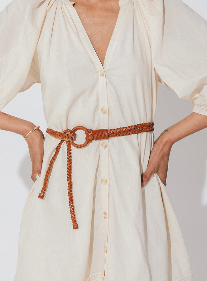 LOOP LEATHER BELT IN COGNAC